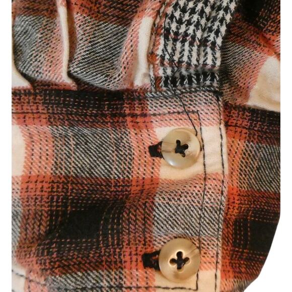 We The Free People Wildfire Mixed Plaid Flannel Oversized Top Medium M - Picture 7 of 9